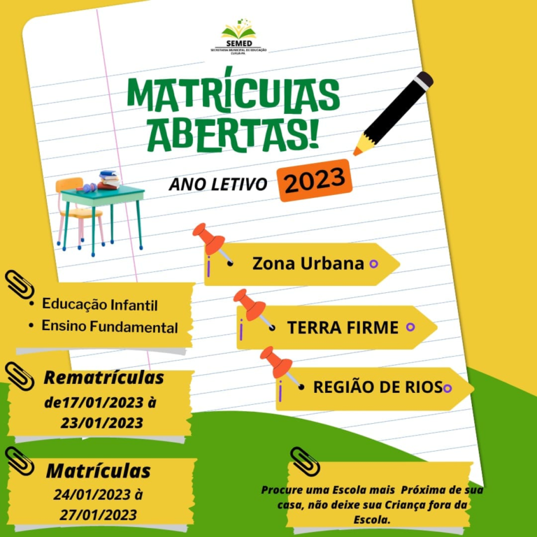 calendário de matrículas do ano letivo de 2023