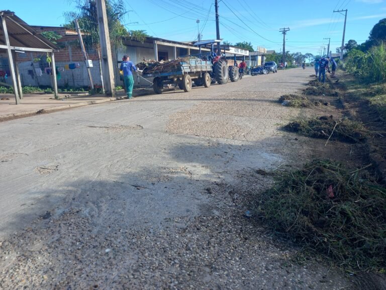 A Prefeitura realizar o serviço de roçagem e capina na Travessa em ruas da Cidade.